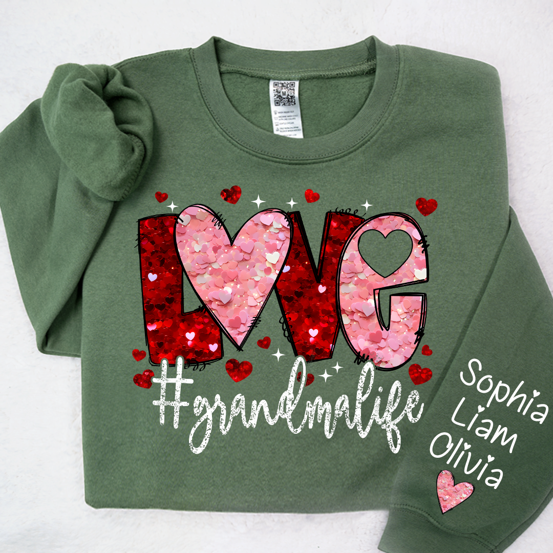Love Heart Glitter Grandma Life And Kids LTP01