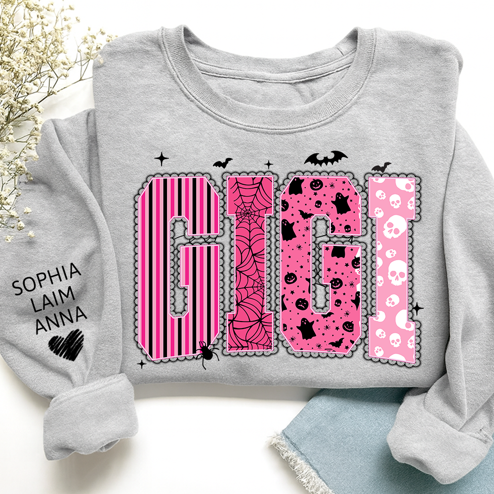 Playful Halloween Style, Pink Custom Gigi Halloween Gifts for Grandma and Kids