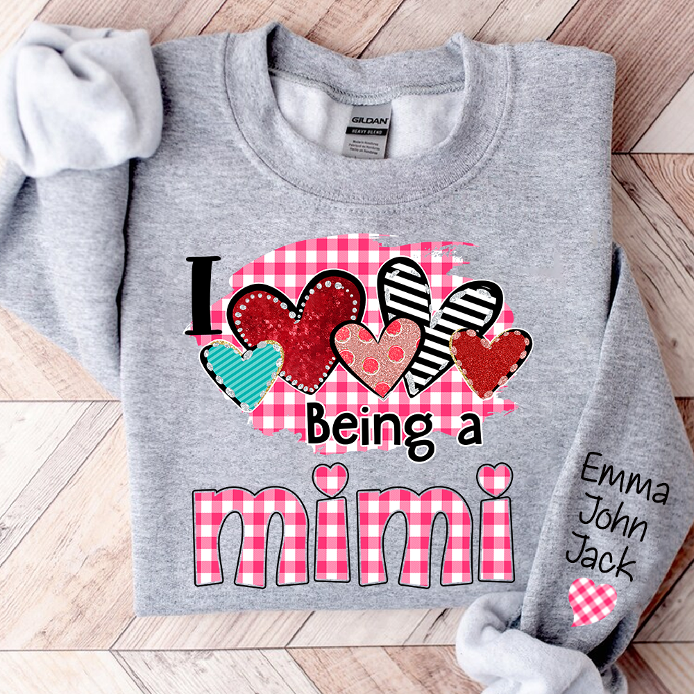 Valentine Mimi Crewneck Sweatshirt, Cute Heart Family Love Design, For Gift Grandma And Kids