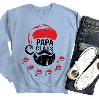 Custom Papa Claus Christmas, Gift For Papa And Kids Sweatshirt