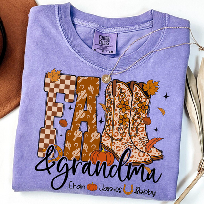 Comfort Colors® Cute Personalized Fall & Grandma Costume, Gift With Grandma And Grandchild Names