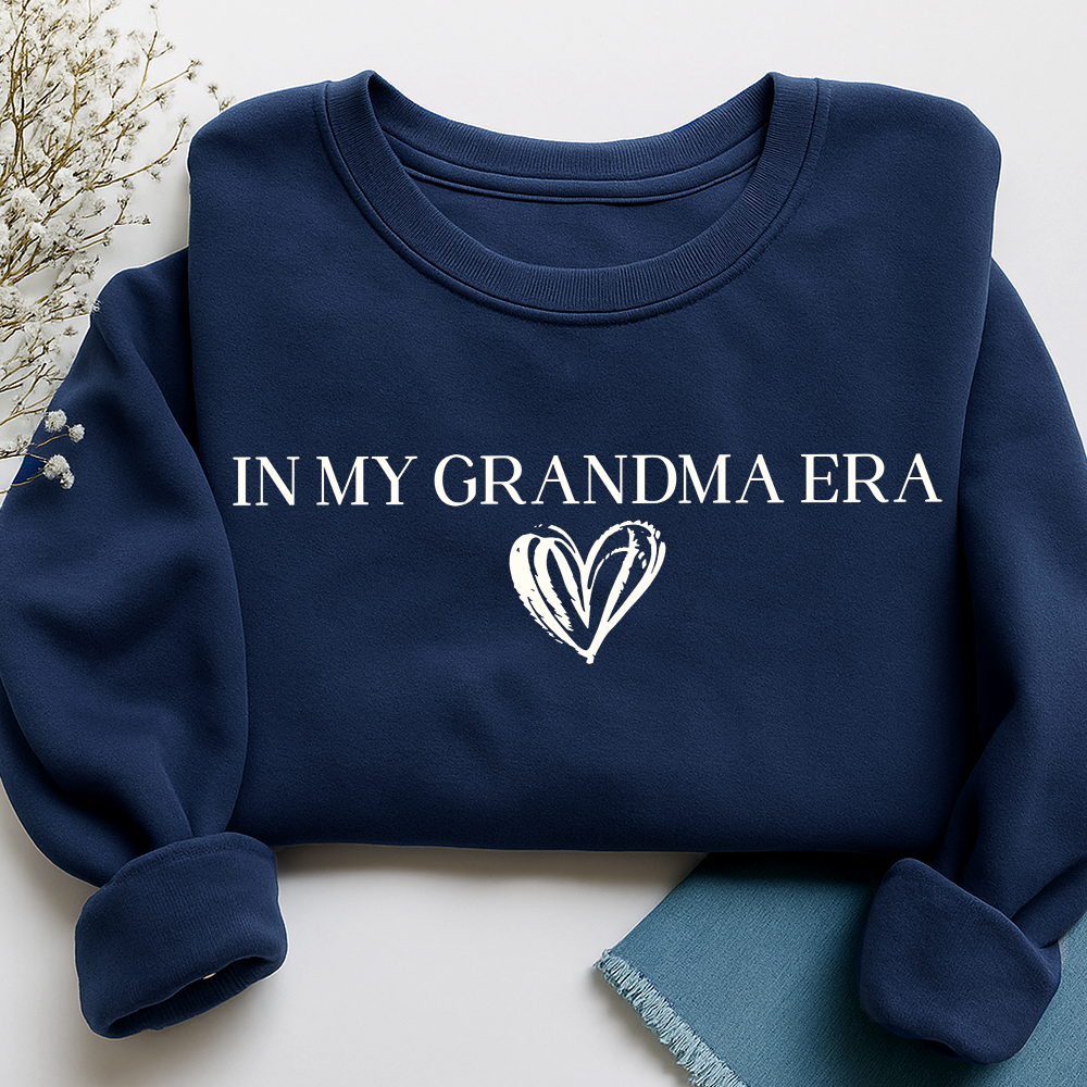 In My Grandma Era Sweatshirt, Cute Heart Graphic Tee for Grandma