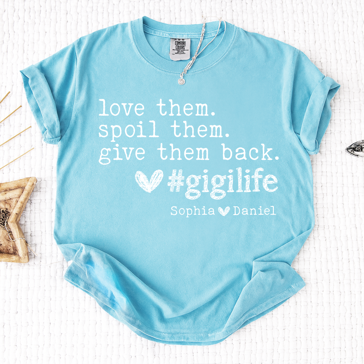 Comfort Colors Gigi Life Shirt Love Them Spoil Them Give Them Back, Personalized Gigi T Shirt with Kids Names, Funny Grandma Gift