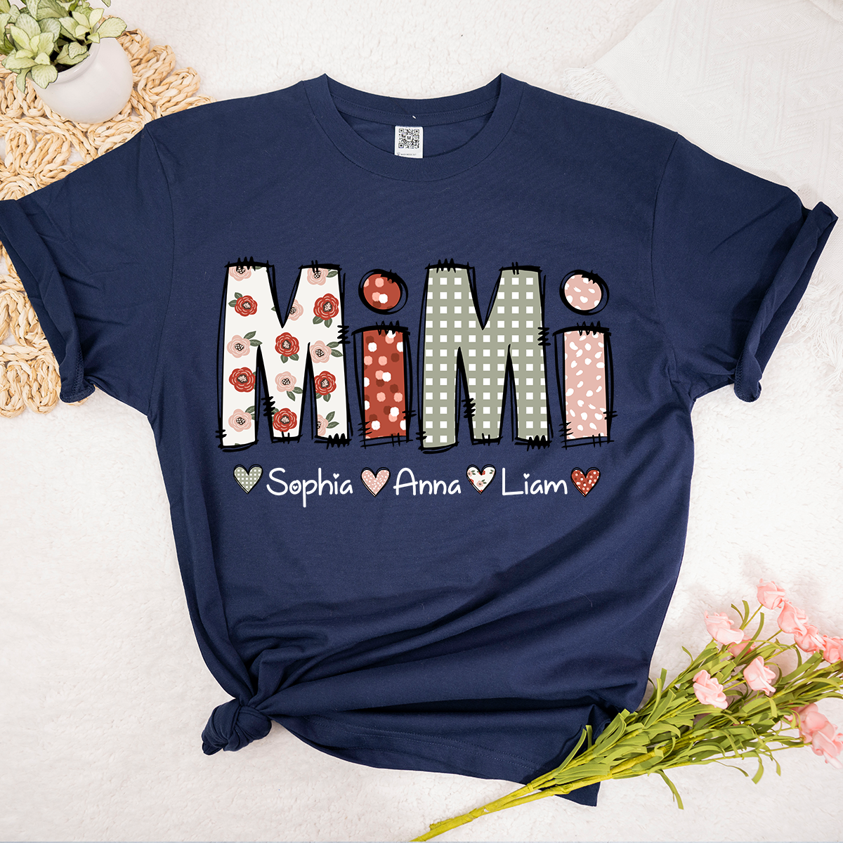 Personalized Mimi Flower 2025 Shirt, Custom Grandma With Grandkids T-Shirt
