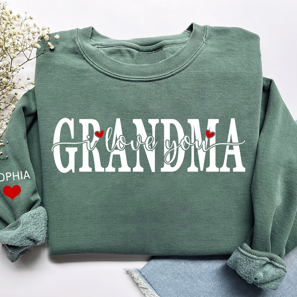 Personalized Family Sweatshirt for Grandma, Loved Beyond Measure Design, Custom Names Crewneck
