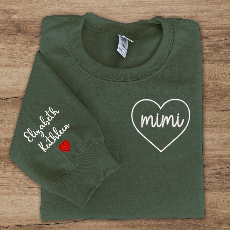 Mimi Embroidered Sweatshirt, Custom Mimi And Kids, Grandma Gift TH Sweatshirt