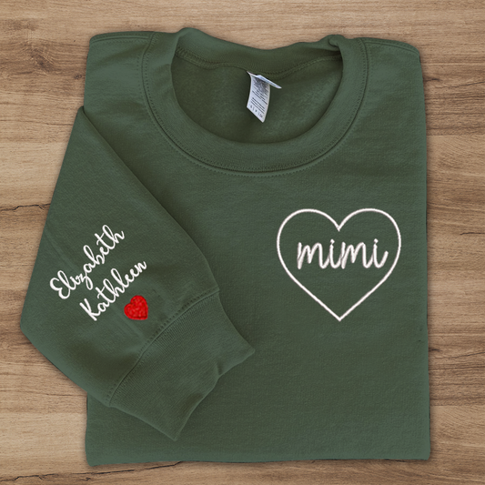 Mimi Embroidered Sweatshirt, Custom Mimi And Kids, Grandma Gift TH Sweatshirt