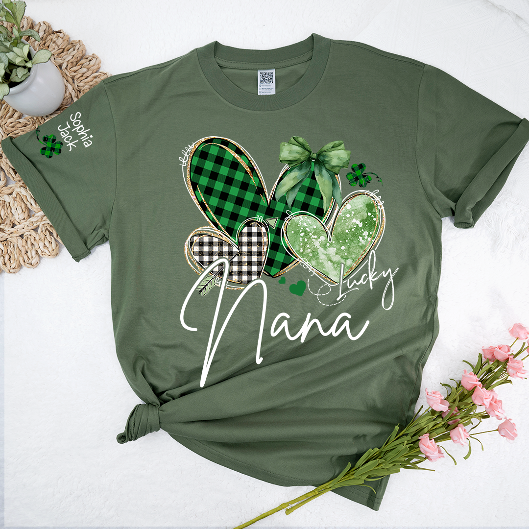 Lucky Nana Heart St Patrick’s Day T-Shirt, Gift For Grandma And Kids