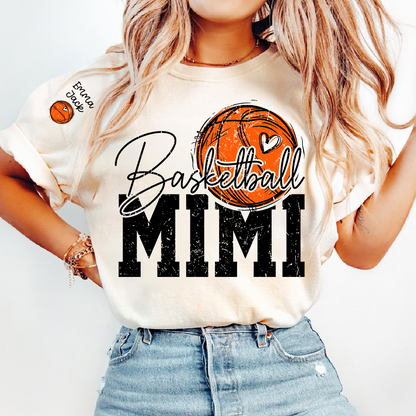 Basketball Mimi T Shirt with Custom Names, Basketball Heart and Hoop Design