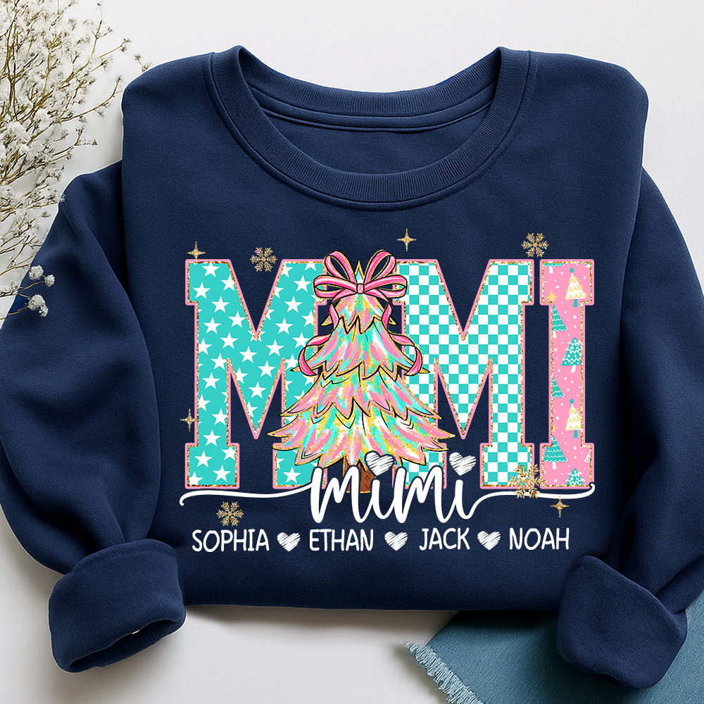 Mimi Christmas Shirt, Custom Grandma Sweatshirt with Grandkids Names