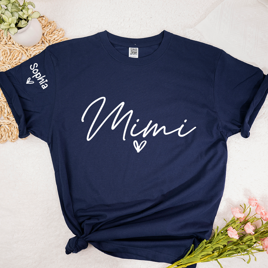 Personalized Name TShirt with Heart, Gift TShirt For Mimi And Grandkid