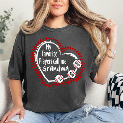 Baseball Mimi T-Shirt My Favorite Players Call Me Design with Custom Names