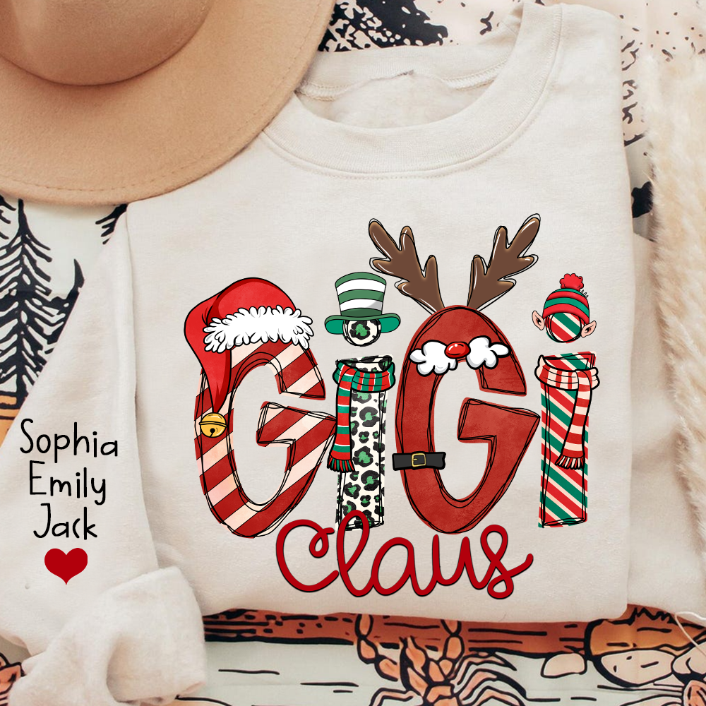 Custom Christmas Gigi Claus Sweatshirt, Gift For Gigi Claus And Kids 2025