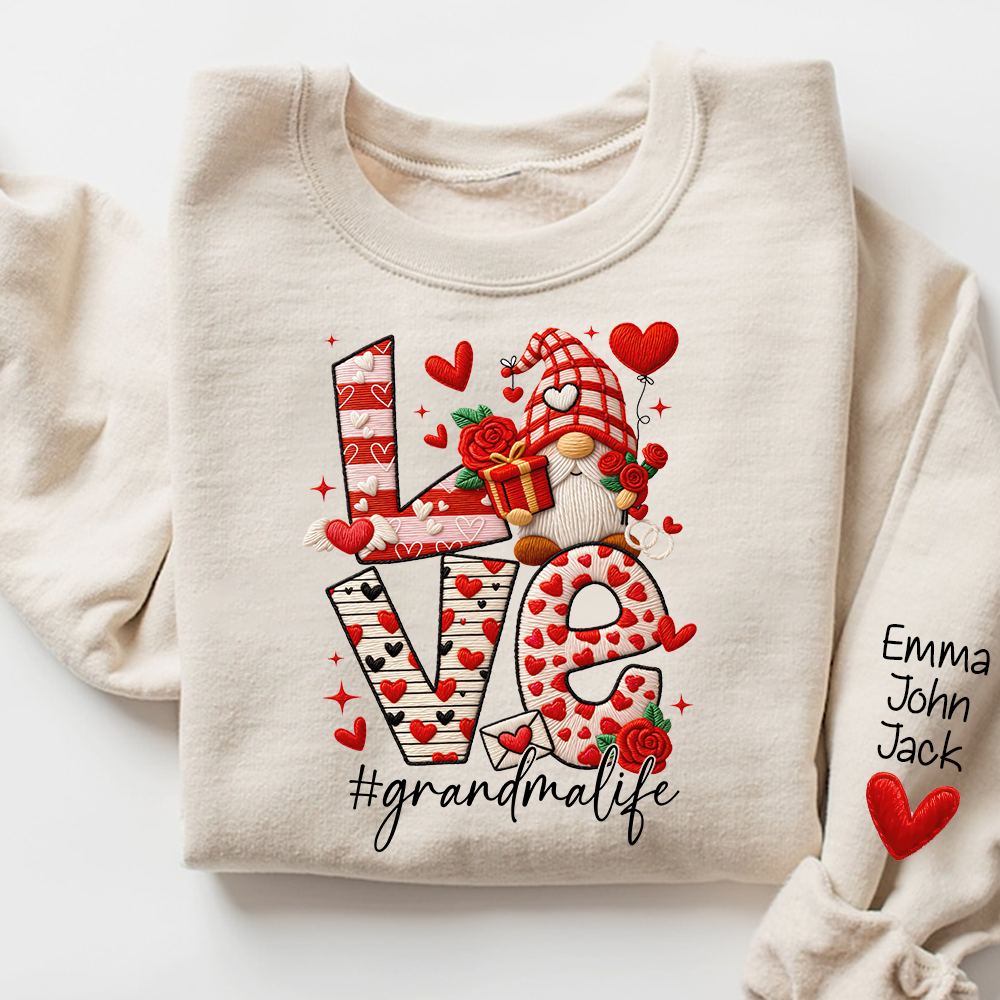 Love Grandma Sweatshirt, Grandmalife Heart Design For Gift Grandma And Kids