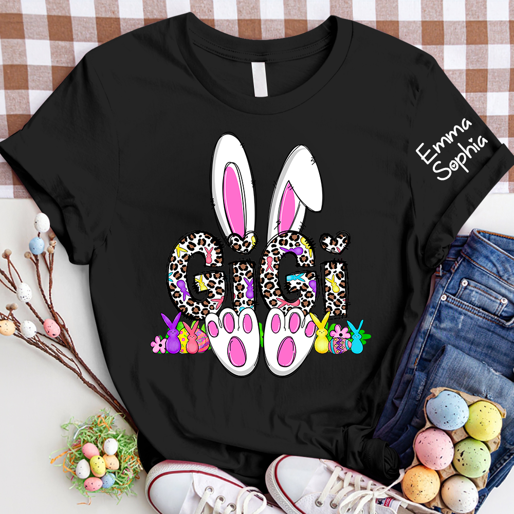 Gigi Leopard Bunny Shirt, Custom Gigi And Kids, Easter Days Gift TH T-Shirt
