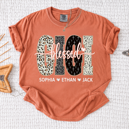 Comfort Colors® Bible Style Design, Custom Gift For Blessed Gigi And Her Grandchildren