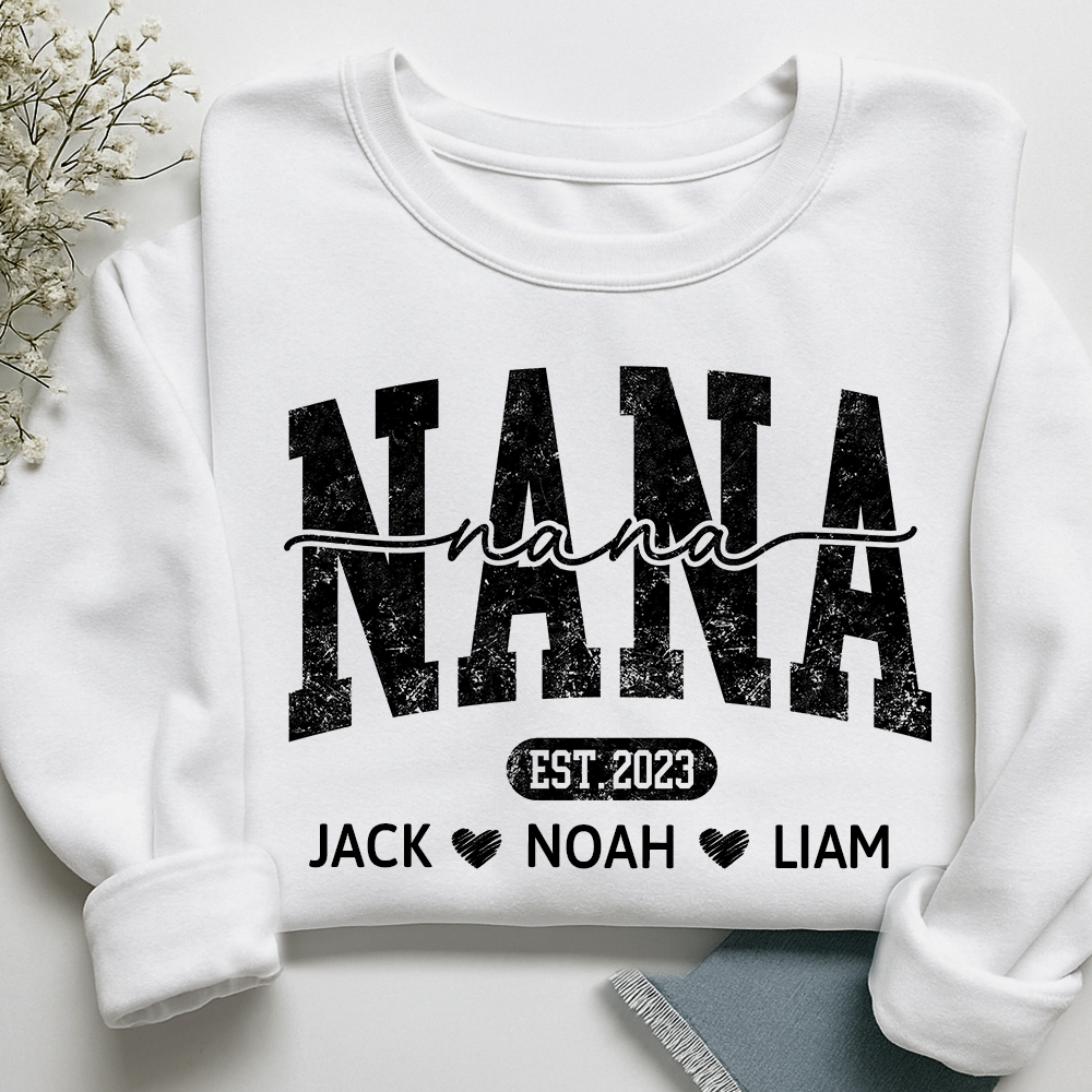 Nana Est And Grandkids Custom Sweatshirt As Gift For Grandmother And Grandchild