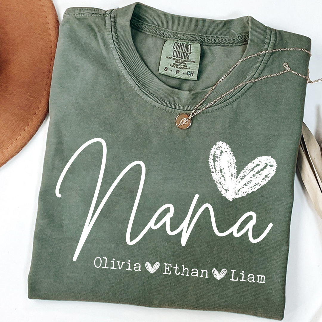 Comfort Colors Personalized Nana Shirt, Custom Grandma T Shirt with Grandkids Names, Unique Gift for Nana, Perfect for Mother's Day, Birthday