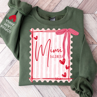 Custom Mimi Pullover, 6 7 Back Print with Grandkids’ Names