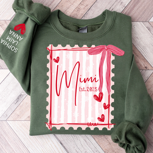 Custom Mimi Pullover, 6 7 Back Print with Grandkids’ Names
