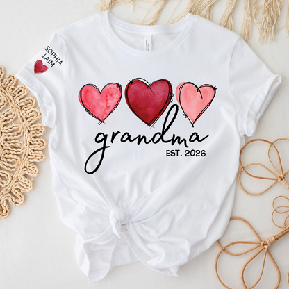 Custom Grandma Valentine T-shirt, Heart Valentine Gifts For Grandma And Kids