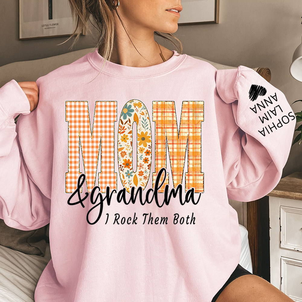 Custom Fall Mom & Grandma I Rock Them Both Sweatshirt, Gift For Grammy And Her Grandchildren