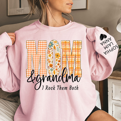Custom Fall Mom & Grandma I Rock Them Both Sweatshirt, Gift For Grammy And Her Grandchildren