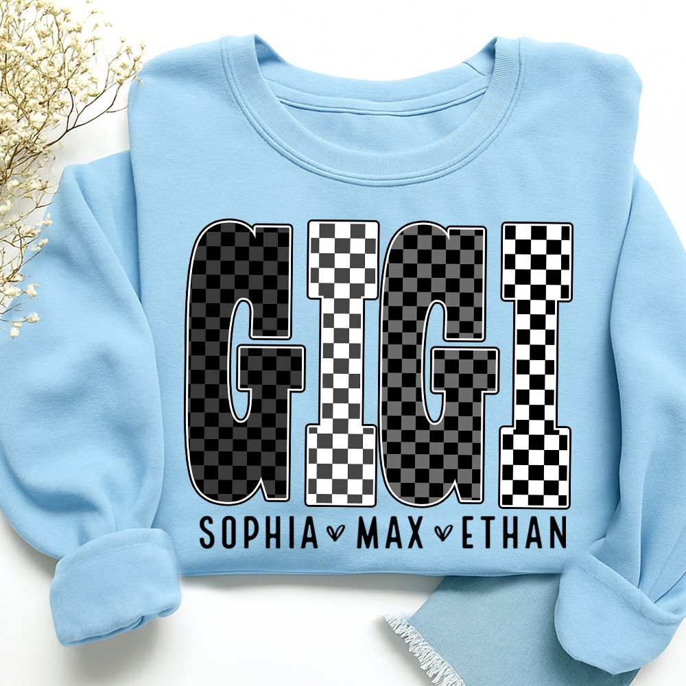 Black White Design, Custom Gift For Gigi And Her Grandchildren