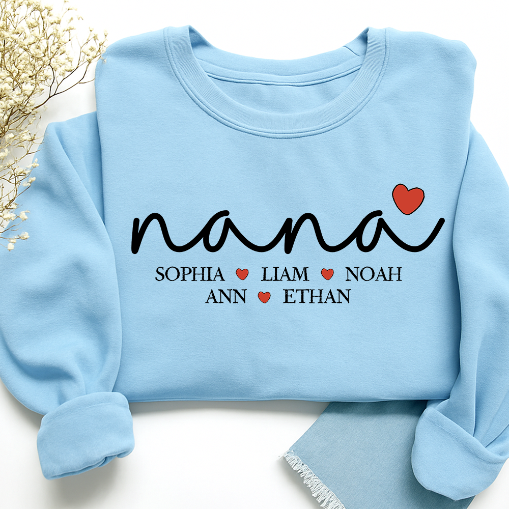 Custom Nana Heart Sweatshirt, Gift for Grandma And Kids