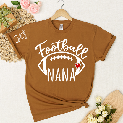 Football Grandma T-Shirt, Personalized Grandma T-Shirt for Football Lovers with Custom Name