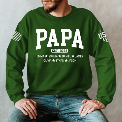Custom Grandpa Est With Kids, Father's Day Gift Sweatshirt