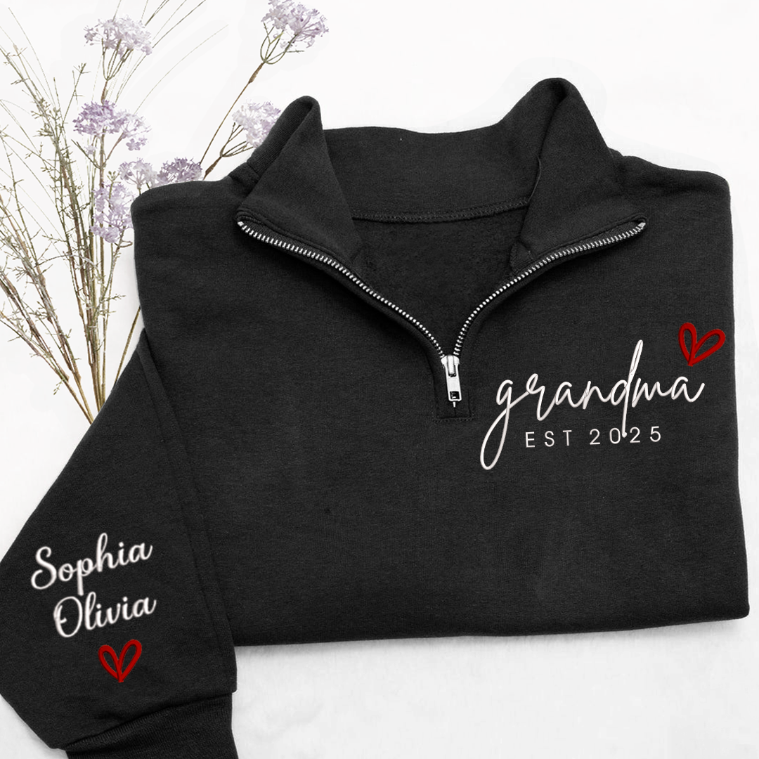 Personalized Hand Embroidered Grandma Sweater, Gift for Grandma and Kids