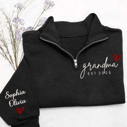 Personalized Hand Embroidered Grandma Sweater, Gift for Grandma and Kids