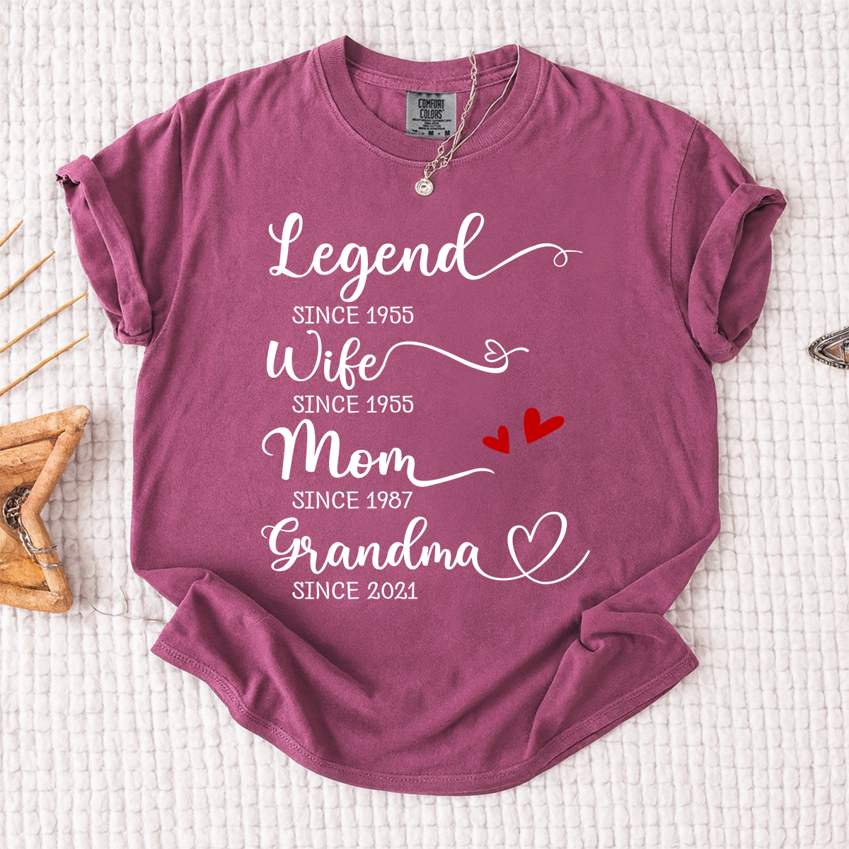 Comfort Colors® Legend Wife Mom Grandma Shirt, Custom 'Since' Year T-Shirt, Personalized Family T-Shirt, Gift For Mother's Day, Grandmother Apparel