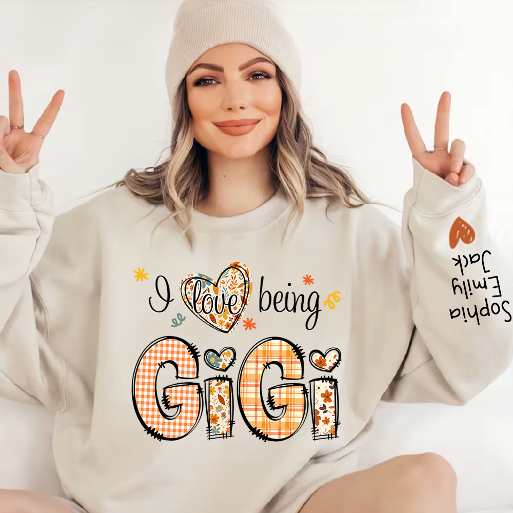 Personalized Autumn I Love Being Sweatshirt for Grandma And Kids