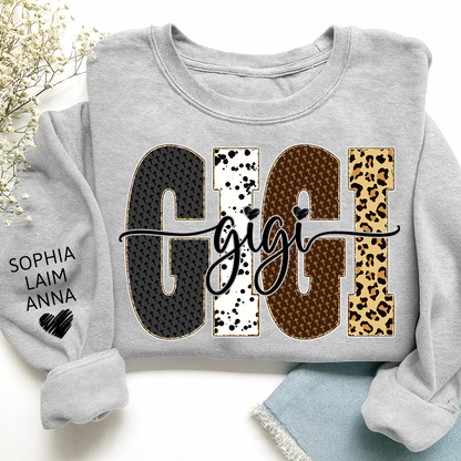 Bible Art & Lettering, Personalized Gigi Sweatshirt – Custom Grandchild Name on Sleeve
