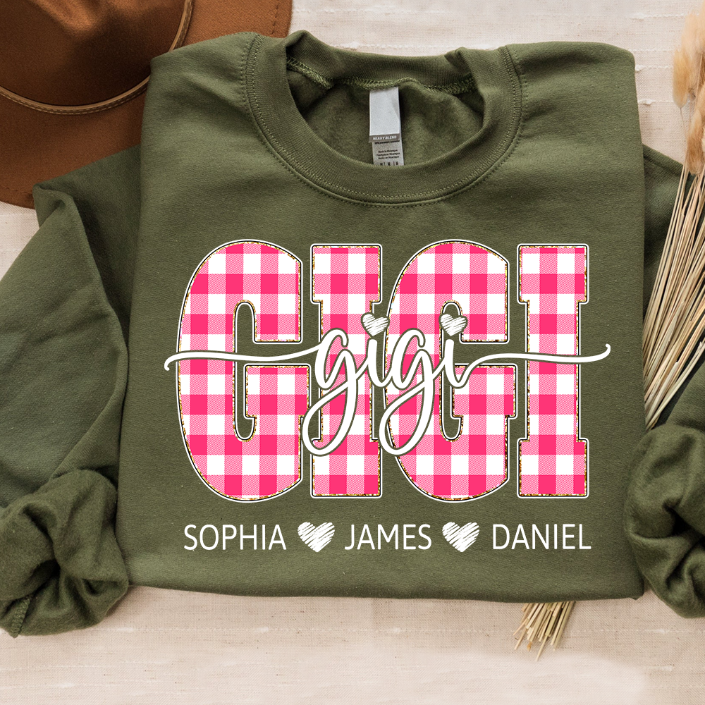 Personalized Gigi Sweatshirt with Grandkids Names, Custom Grandma Crewneck, Gigi Valentine Family Gift