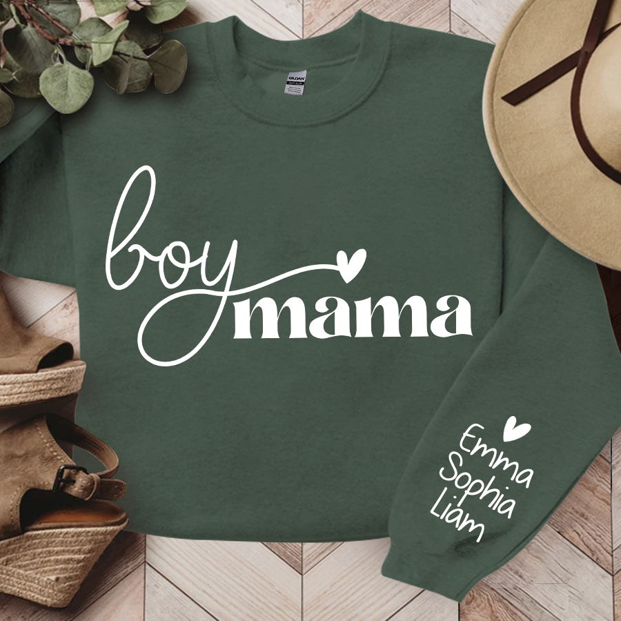 Boy Mama Sweatshirt, Custom Mama And Kids, Gift For Mom TH Sweatshirt