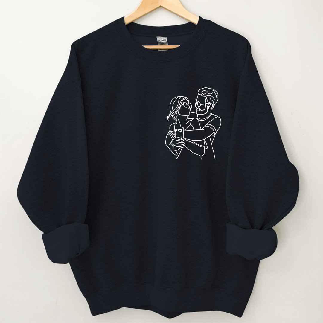 Custom Portrait From Photo, Couple Drawing, Personalized Family Portraits Embroidered Sweatshirt