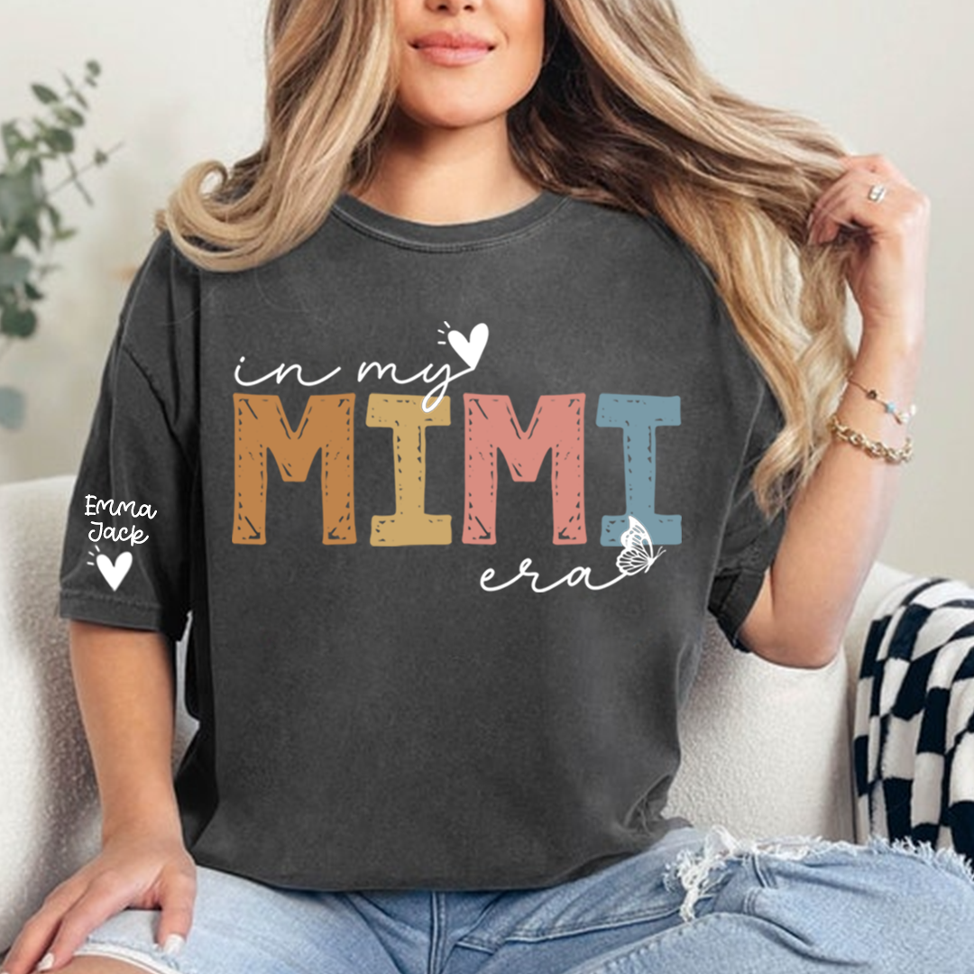 Cute Mimi Grandma T-Shirt, In My Mimi Era Stylish Pastel Graphic Tee For Gift Grandma and Kids