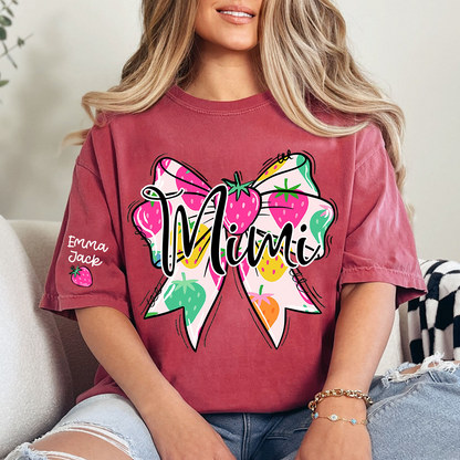 Funny Mimi Shirt, Strawberry Coquette Bow Graphic Tee, Grandma T Shirt for Women, Cute Gift for Mimi from Family