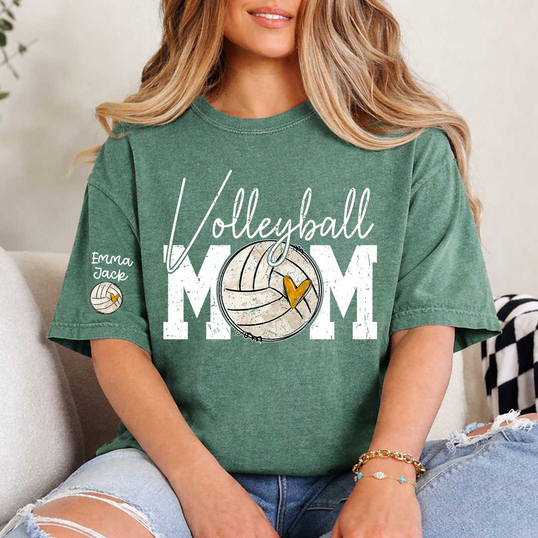 Personalized Volleyball Mom Shirt, Custom Grandkids Names and Volleyball Heart T Shirt