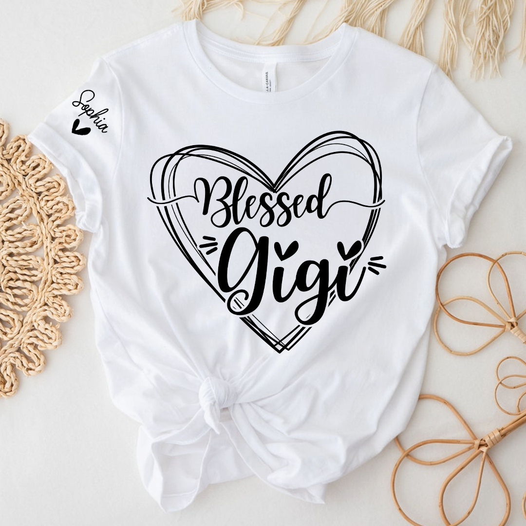 Custom Gigi Heart Tshirt, Personalized For Grandma And Little Ones