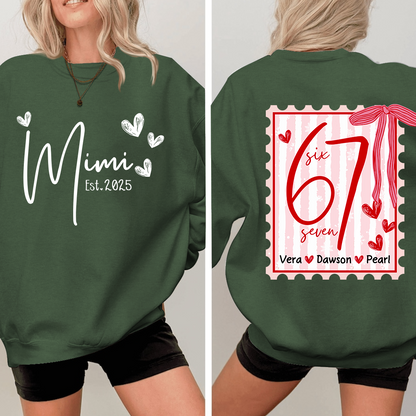 Personalized Mimi Est Sweatshirt, Custom Six Seven Back Print Gift
