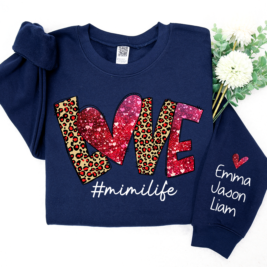 Love Leopard Mimilife, Custom Mimi With Kids, Grandma Gift TH Sweatshirt