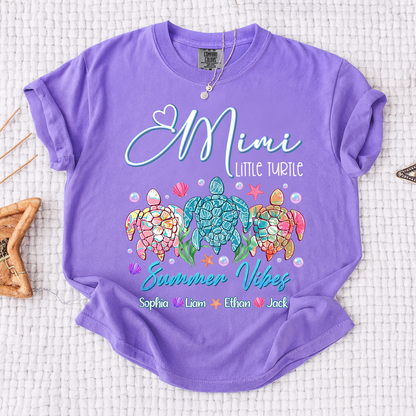 Comfort Colors® Gigi Personalized Turtle Mom Shirt with Children’s Names, Fun and Cute Grandma Shirt