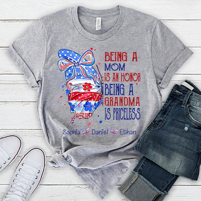 Custom Lovely Butterfly Bow Design With The American Flag, A Personalized Gift For Mom On Independence Day, July 4th
