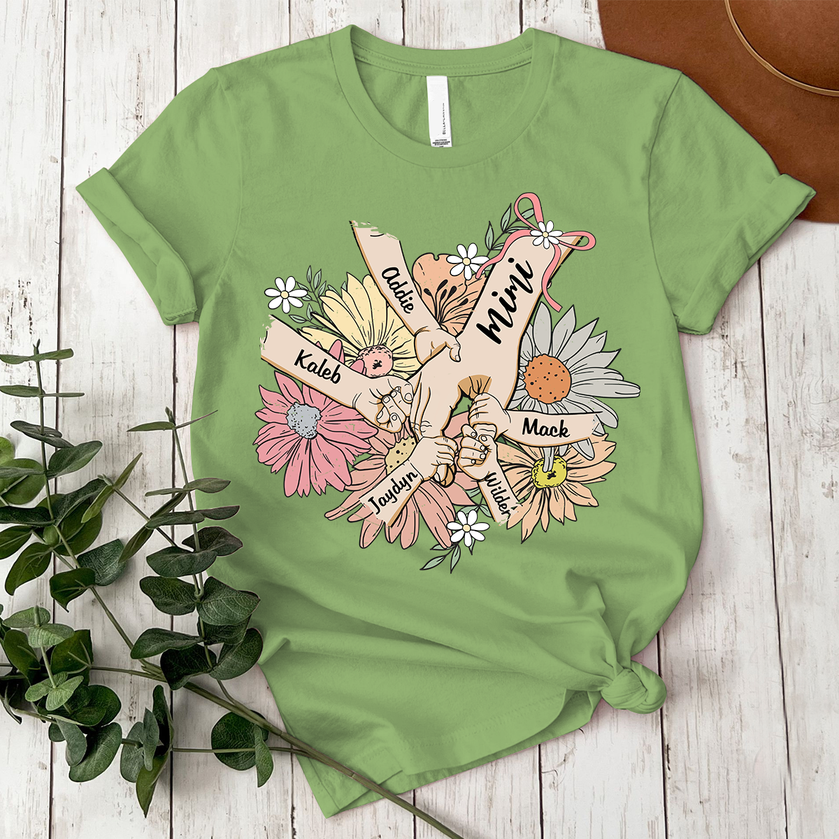 Custom Grandma Hand Retro flower Shirt, Personalized Nickname And Grandkids, Gift For Mother's Day