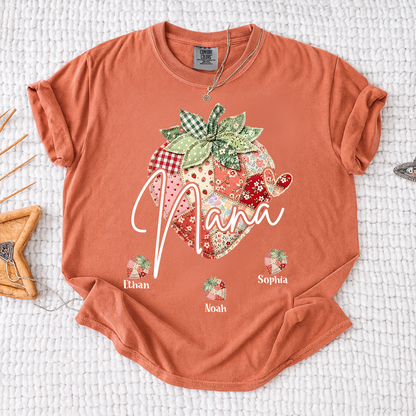 Comfort Colors® Nana Strawberry Graphic Tee, Fun and Sweet Personalized Grandma Shirt For Gift Nana And Kids