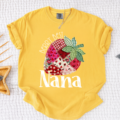 Comfort Colors® Berry Best Nana Shirt, Cute Strawberry Patchwork Design for Grandmother Gift
